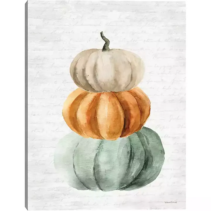 Watercolor Pumpkin Stack Canvas Art Print