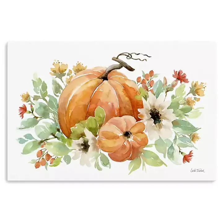 Watercolor Pumpkins Canvas Art Print, 36x24 in.