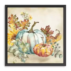 Watercolor Pumpkins Framed Canvas Art Print