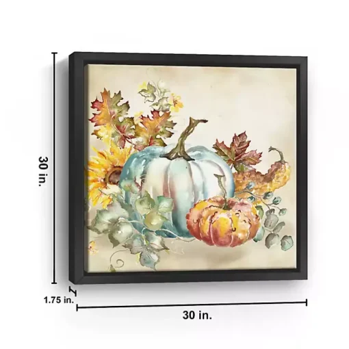 Watercolor Pumpkins Framed Canvas Art Print