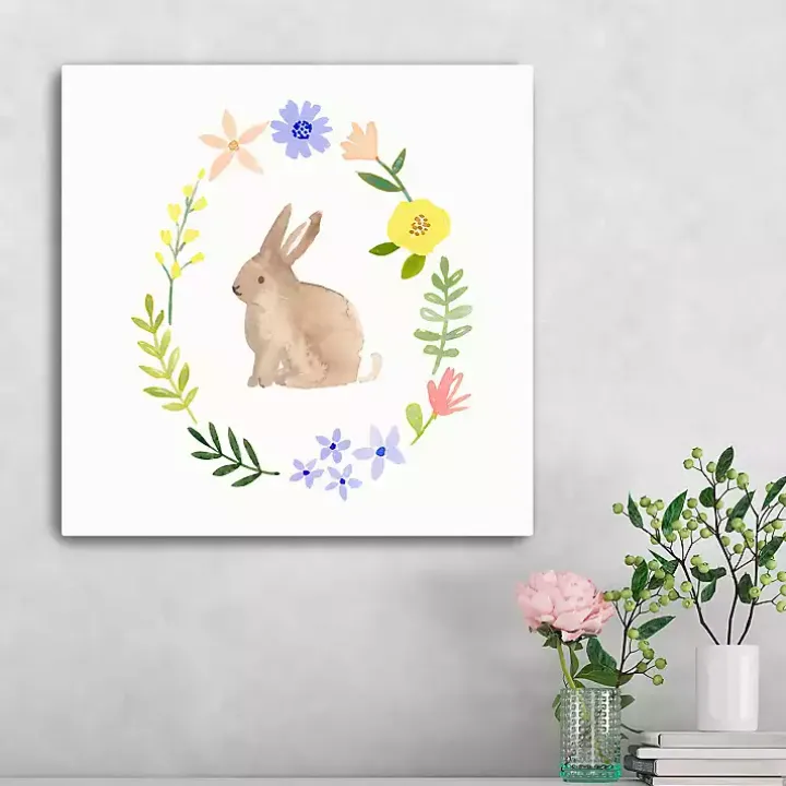 Watercolor Wildflower Bunny Canvas Art Print