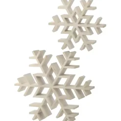 Weathered White Wooden Snowflakes, Set of 2