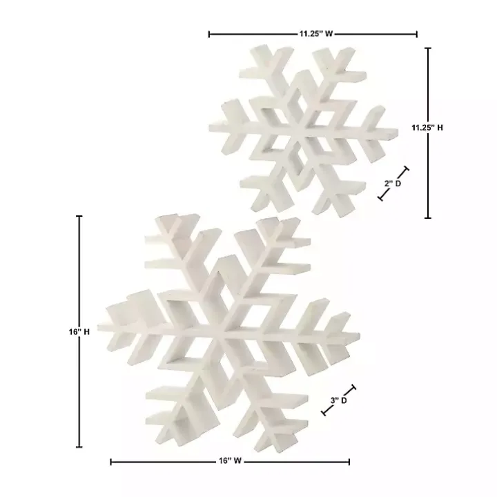 Weathered White Wooden Snowflakes, Set of 2