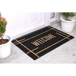 Welcome Black Linear Doormat