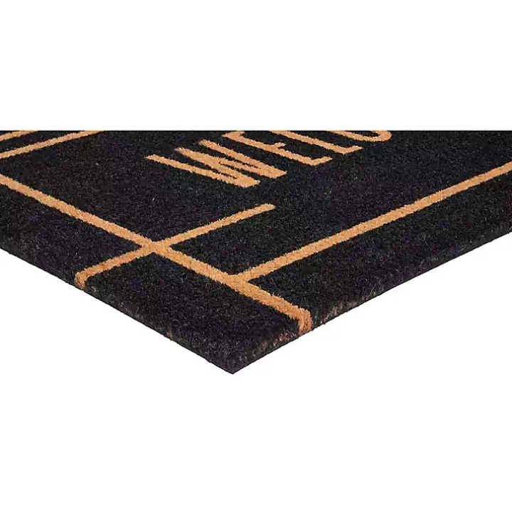 Welcome Black Linear Doormat
