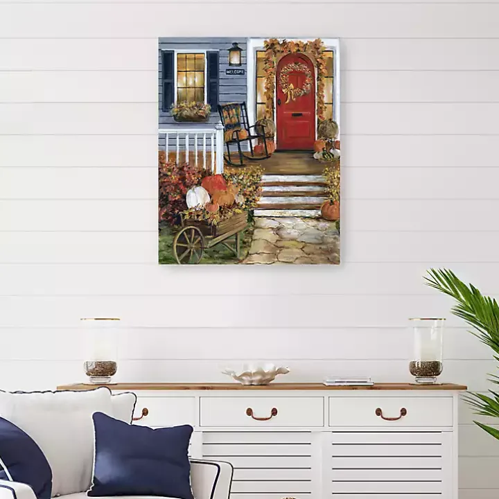 Welcome Fall Porch Canvas Art Print