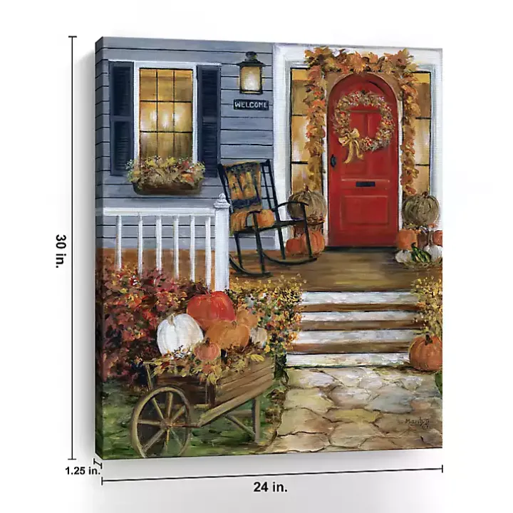 Welcome Fall Porch Canvas Art Print