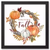 Welcome Fall Wreath Framed Canvas Art Print