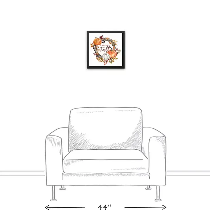 Welcome Fall Wreath Framed Canvas Art Print