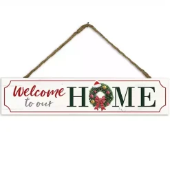 Welcome to Our Home Christmas Wreath Wall Sign