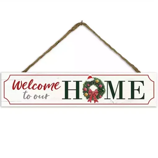 Welcome to Our Home Christmas Wreath Wall Sign