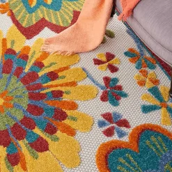 Whimsical Flowers Outdoor Area Rug, 6x9