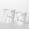 White & Silver Embossed Reindeer Pails, Set of 2