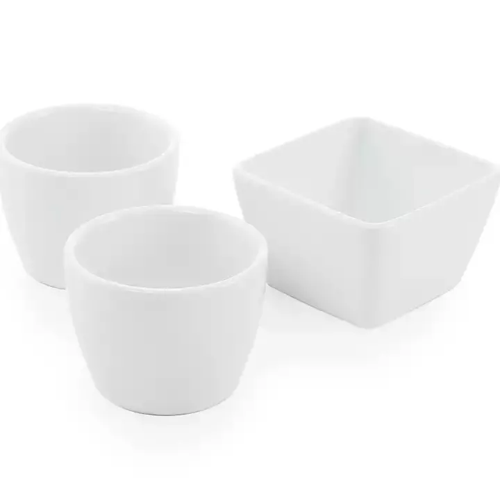White Acacia Wood Base 4-pc. Tidbit Dish Set
