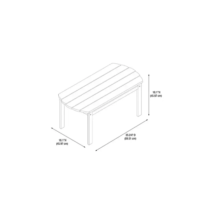 White Acacia Wood Oval Adirondack Coffee Table