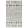 White and Black Diamond Tassel Wool Area Rug, 5x7