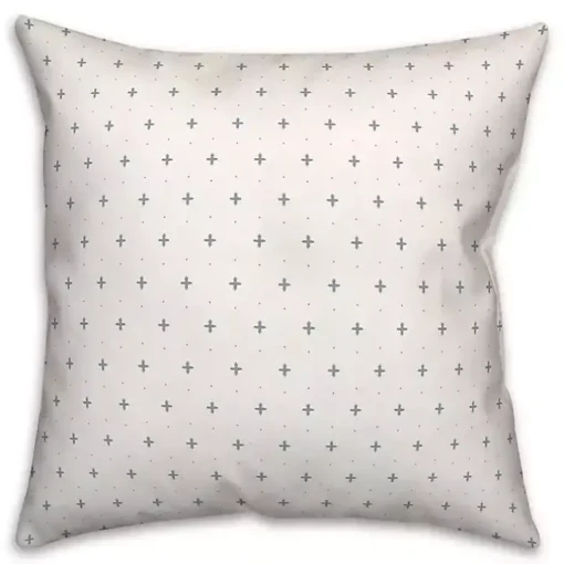 White and Blue French Country Outdoor Throw Pillow