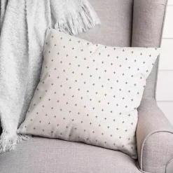 White and Blue French Country Outdoor Throw Pillow