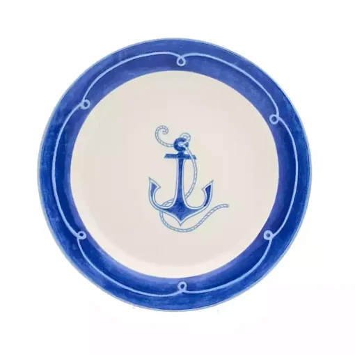 White and Blue Nautical Salad Plate Set, Set of 4