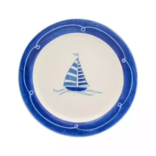 White and Blue Nautical Salad Plate Set, Set of 4