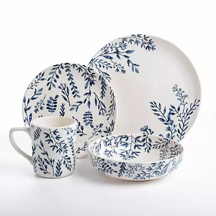 White and Blue Vines 16-pc. Dinnerware Set
