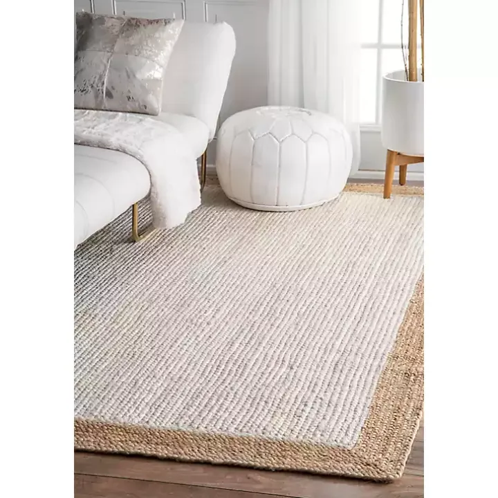 White and Natural Corsica Area Rug, 5x8