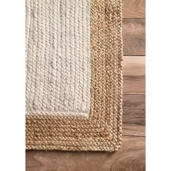 White and Natural Corsica Area Rug, 5x8