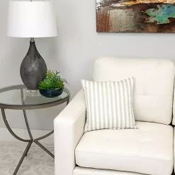 White and Tan Dotted Stripes Pillow