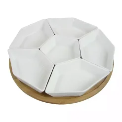 White Bamboo 7-pc. Lazy Susan Serving Tray