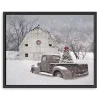White Barn Truck Christmas Tree Canvas Art Print