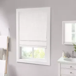 White Basketweave Cordless Roman Shade, 33 in.