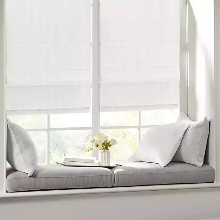 White Basketweave Cordless Roman Shade, 35 in.