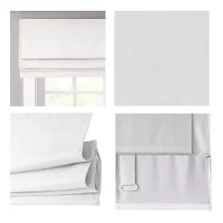 White Basketweave Cordless Roman Shade, 33 in.