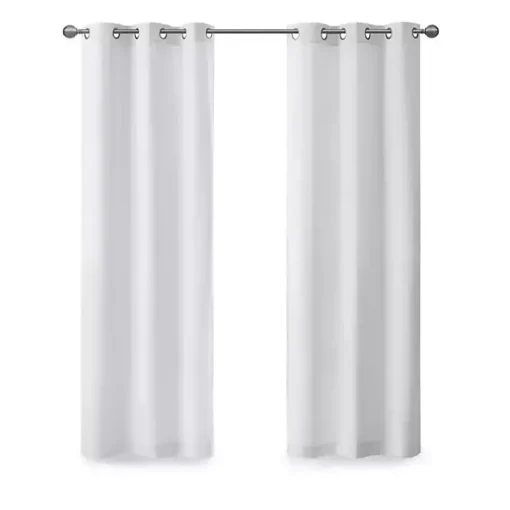 White Basketweave Curtain Panel Set, 84 in