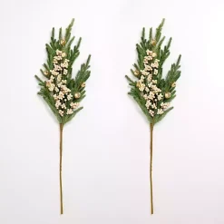 White Berries & Bells Christmas Stems, Set of 2