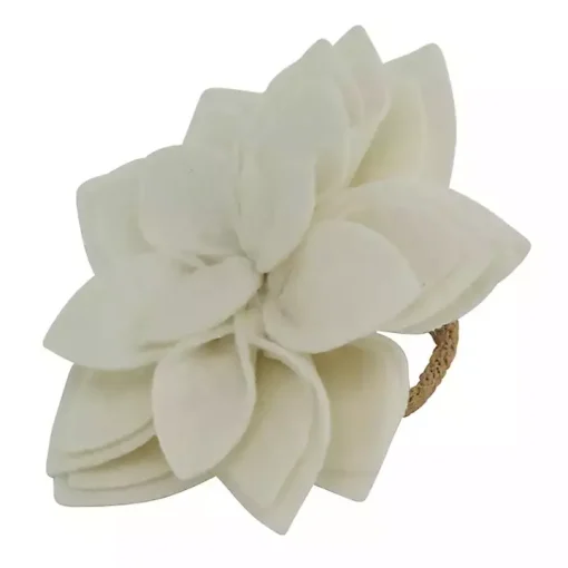 White Blossom Napkin Rings, Set of 4