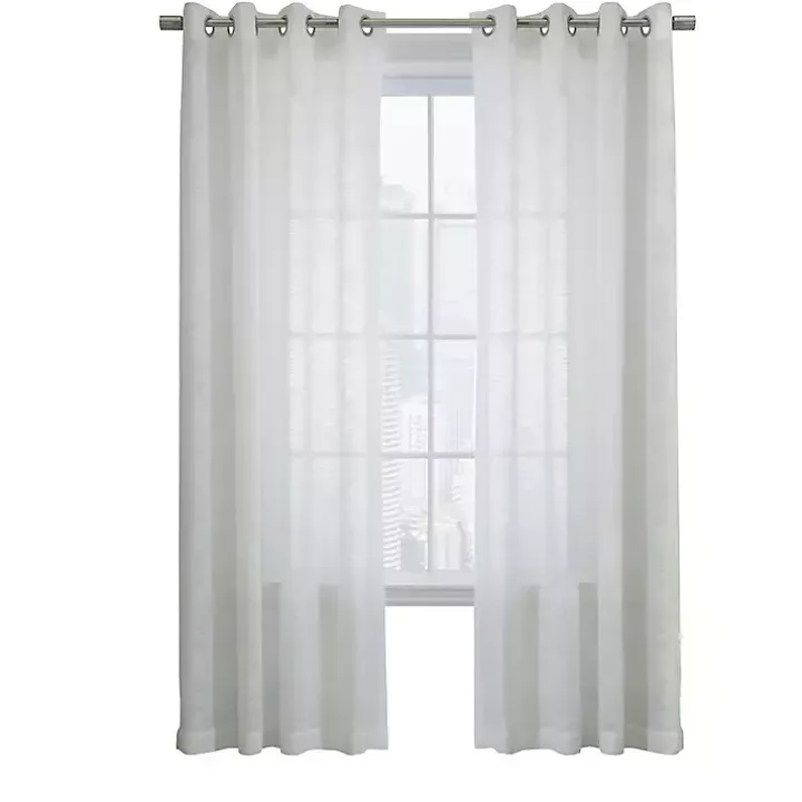 White Boucle Sheer Single Curtain Panel, 63 in.