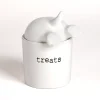 White Ceramic Dog Treat Canister
