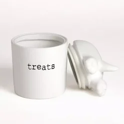 White Ceramic Dog Treat Canister