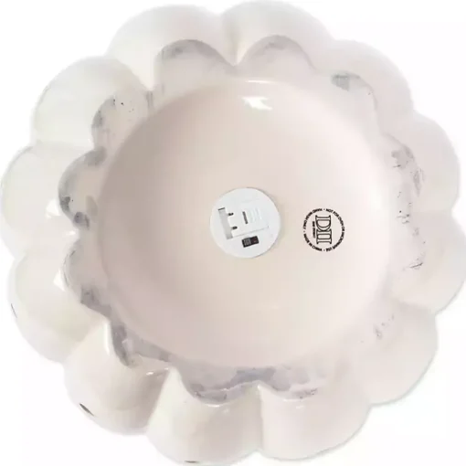 White Ceramic Leaf Pre-Lit Pumpkin Lantern