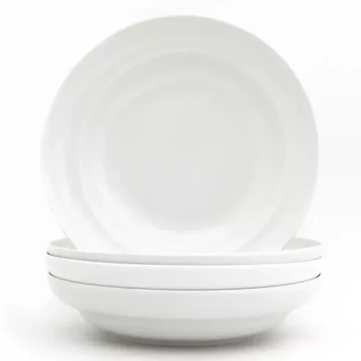 White Ceramic Pasta Bowls, Set of 4