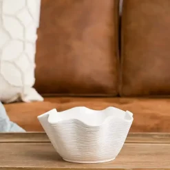 White Ceramic Ruffle Bowl