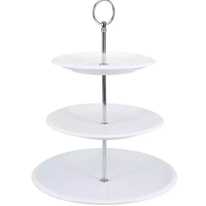 White Ceramic 3-Tier Serving Stand