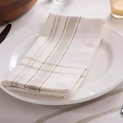 White Chambray French Stripe Napkins, Set of 6