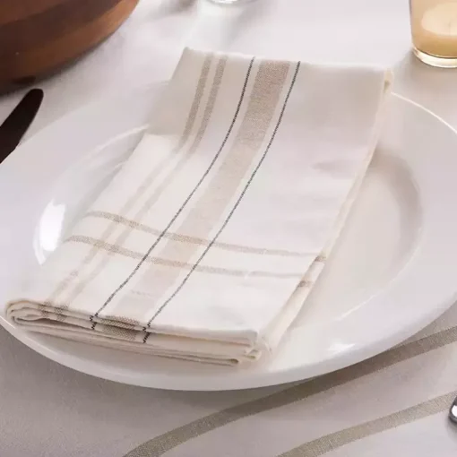 White Chambray French Stripe Napkins, Set of 6