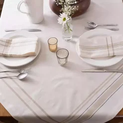 White Chambray French Stripe Napkins, Set of 6