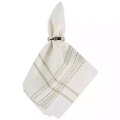 White Chambray French Stripe Napkins, Set of 6