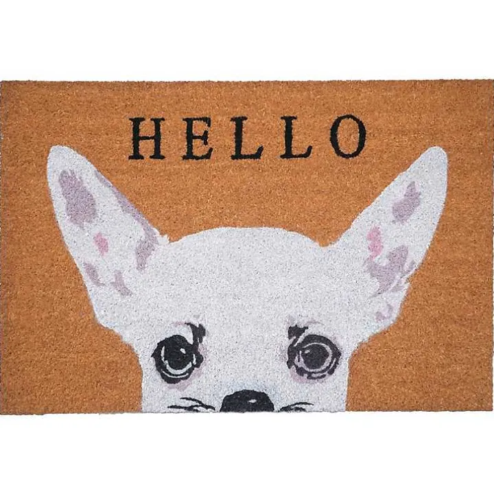 White Chihuahua Hello Doormat