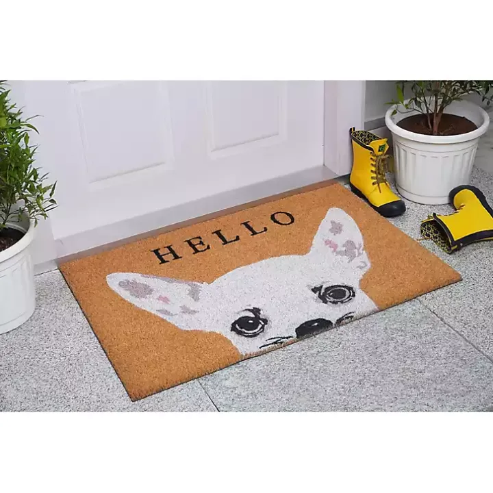 White Chihuahua Hello Doormat