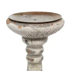 White Chipped Wood Pillar Candle Holders, Set of 2